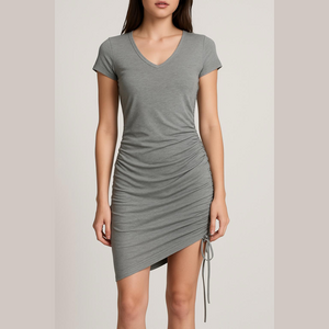 Gray Ruched Midi Dress